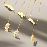 Virgin Islands Map Shape Hanging Flag Necklace