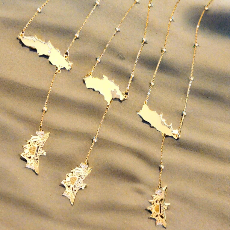 Virgin Islands Map Shape Hanging Flag Necklace