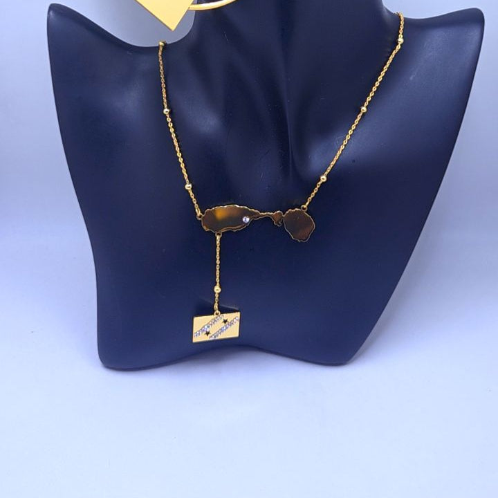 Island Shape Hanging Flag Necklace