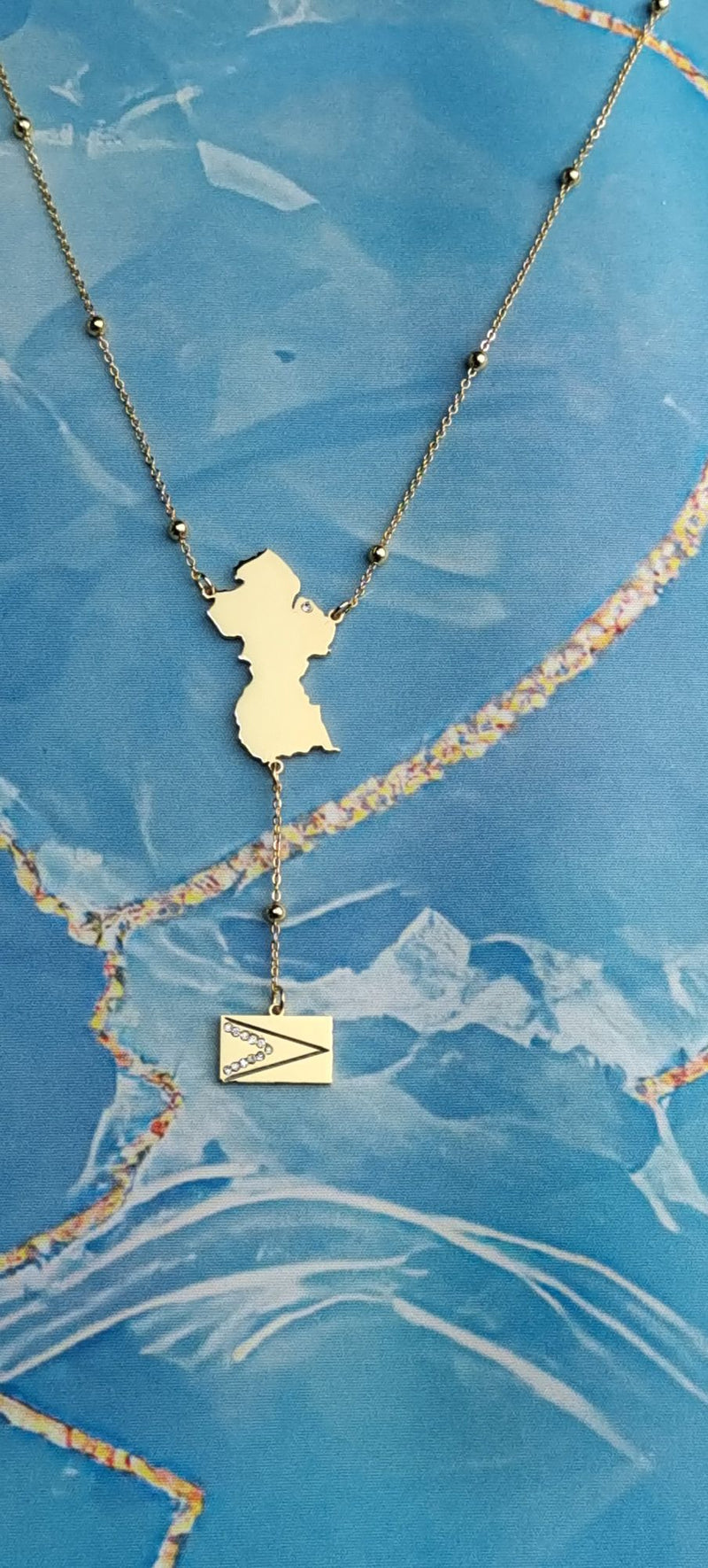 Island Shape Hanging Flag Necklace