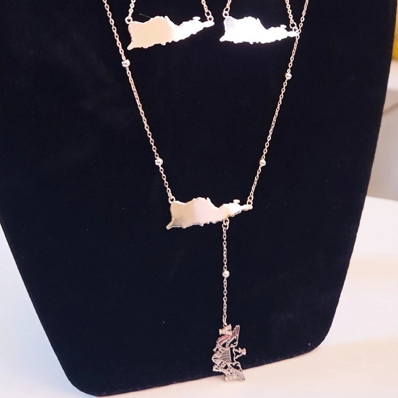 Virgin Islands Map Shape Hanging Flag Necklace