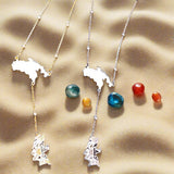 Virgin Islands Map Shape Hanging Flag Necklace